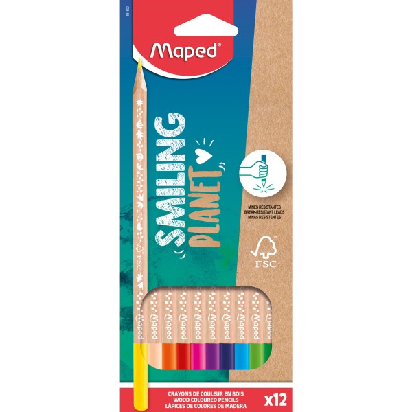 Maped Buntstift Smiling Planet 831800FC sort. 12St.