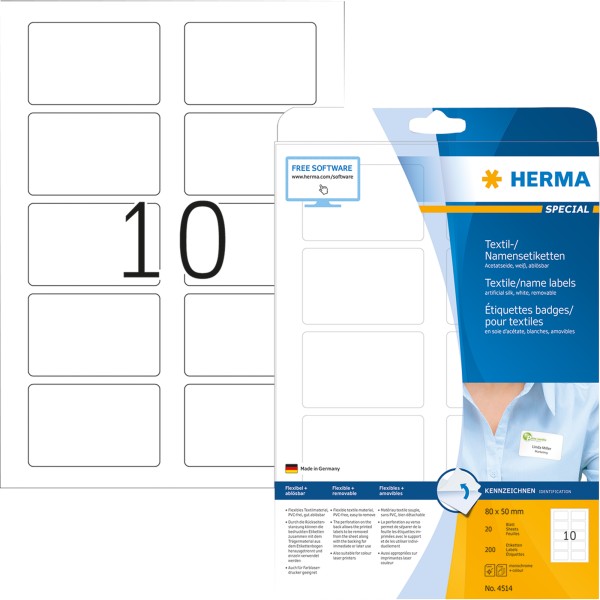 HERMA Namensetikett 4514 Seide 80x50mm ws 200 St./Pack.
