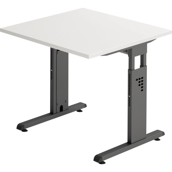 Hammerbacher Schreibtisch VOS08/W/G C-Fuß 80x80cm weiß/graphit