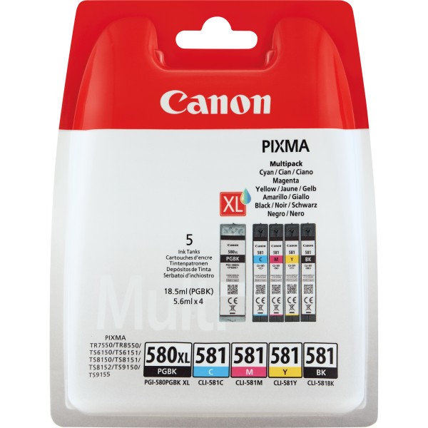 Canon Tintenpatrone PGI580/CLI581 2078C005 sw/c/m/y 5 St./Pack.