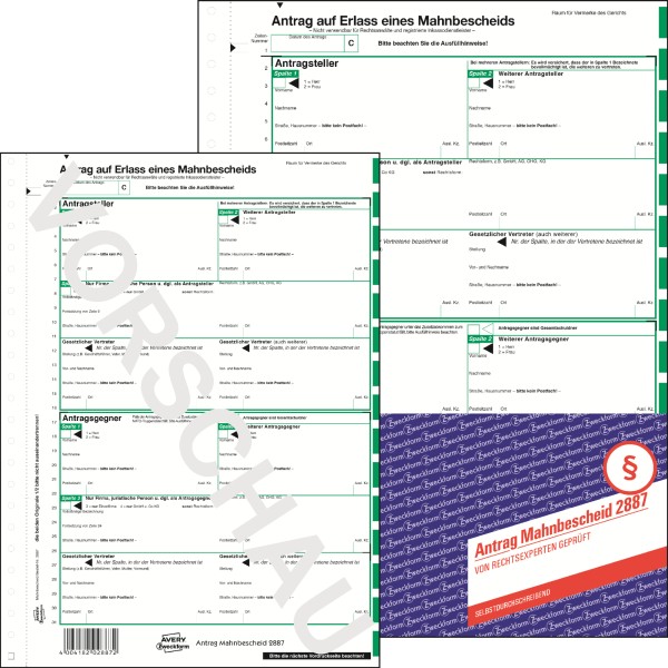 Avery Zweckform Mahnbescheid 2887 DIN A4 1x2Blatt