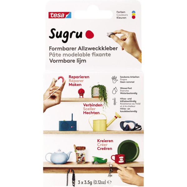 Sugru Klebeknete 41233-00001-00 Rot/Blau/Gelb 3 St./Pack.