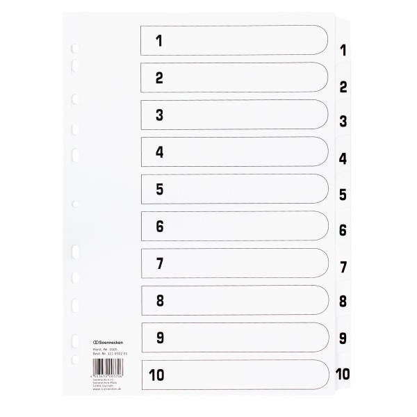 Soennecken Register Mylar 1605 1-10 weiß