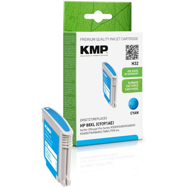 KMP Tintenpatrone 1704,4913 H32 wie HP C9391AERefil 17ml cyan