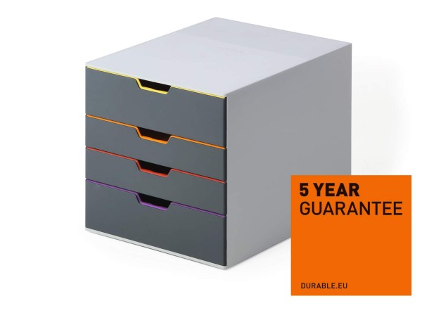 DURABLE Schubladenbox VARICOLOR 4 760427 4Schubfächer grau/farbig
