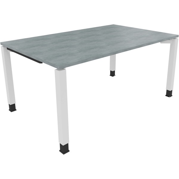 Schreibtisch Vierfuß Quadratrohr B1600xT1000xH680-820 ws/Beton hell