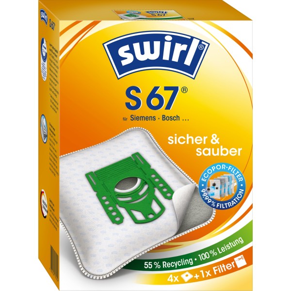 Swirl Staubsaugerbeutel S 67 EcoPor Siemens/Bosch 4 St./Pack.