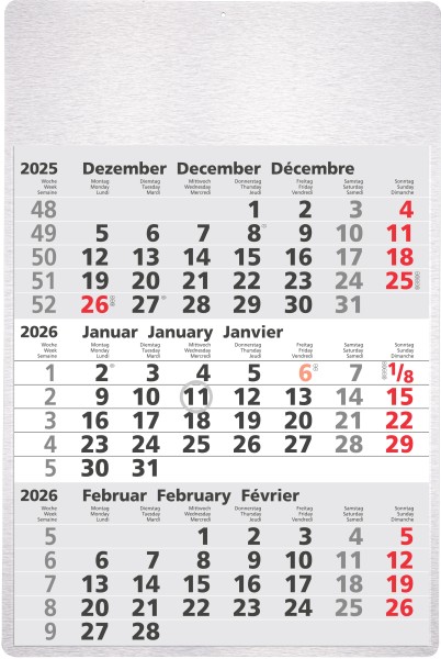 Güss 3-Monatswandkalender Metall 66000