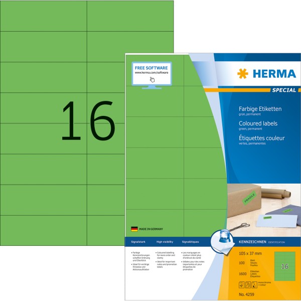 HERMA Etikett SPECIAL 4259 105x37mm grün 1.600 St./Pack.