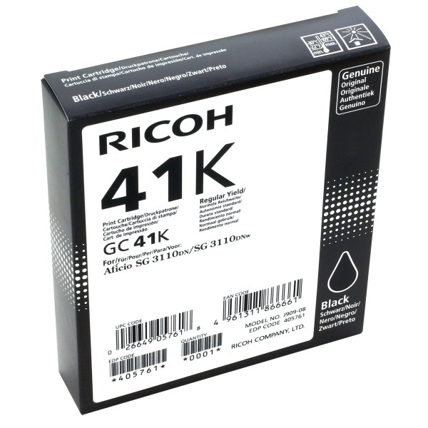 Ricoh Gelpatrone 405761 GC-41K 2.500Seiten schwarz