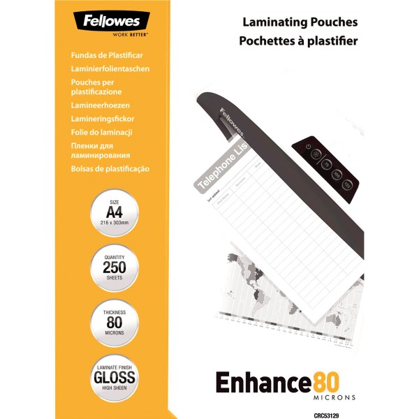 Fellowes Laminierfolie Enhance 80 5312903 DIN A4 tr 250 St./Pack.