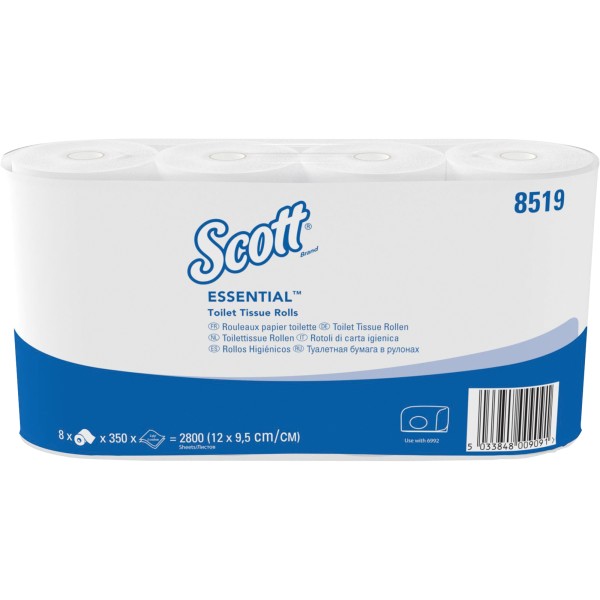 SCOTT Toilettenpapier 8519 Tissue 2-lagig 8 Rollen à 350Bl.hochweiß