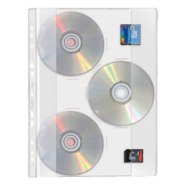 Veloflex CD/DVD Hülle 4359000 für DIN A4 PVC glasklar 10 St./Pack.