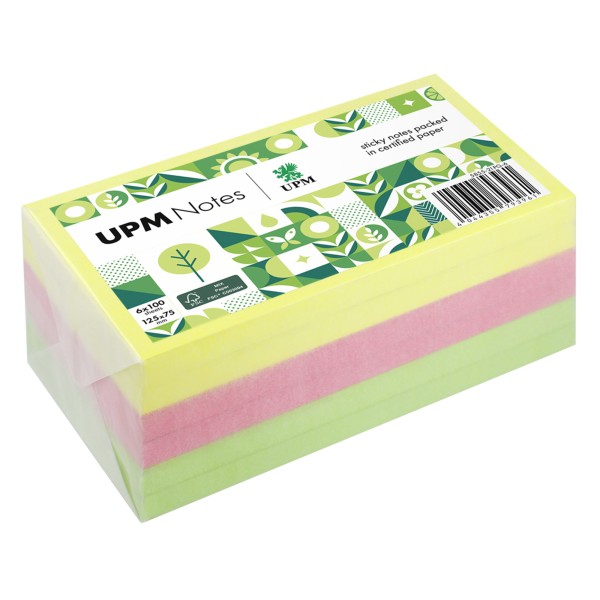 UPM Notes Haftnotiz 5855-21PG-6 Brillant 125x75mm 100Bl. sort. 6St.