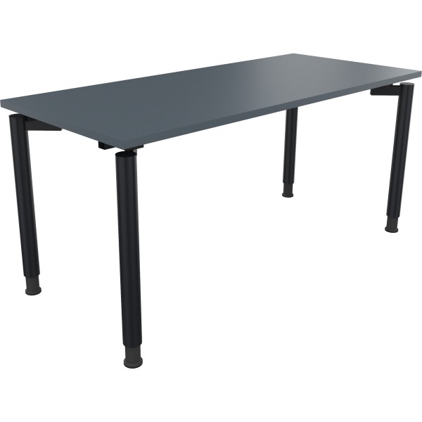 Schreibtisch Vierfuß Rundrohr B1600xT700xH680-820 an/Lavagrau