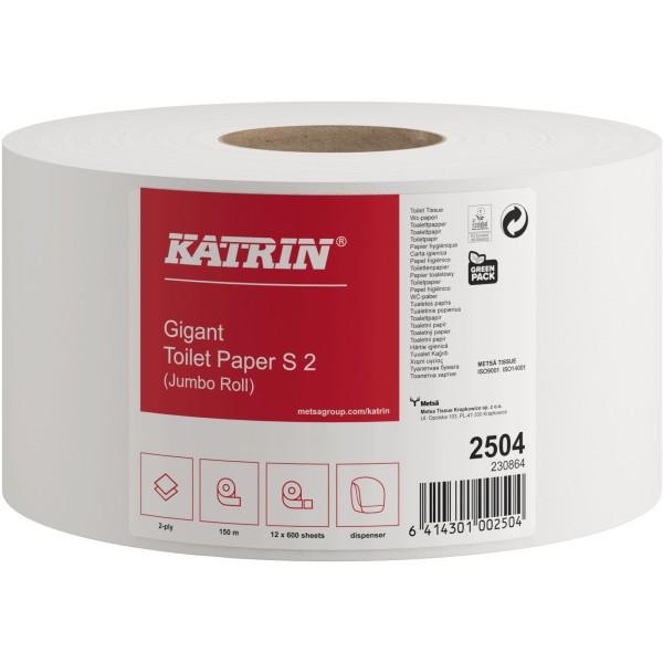 Katrin Toilettenpapier 2504 Classic Gigant S2 2lg. 150m ws 12 Rl./Pack.