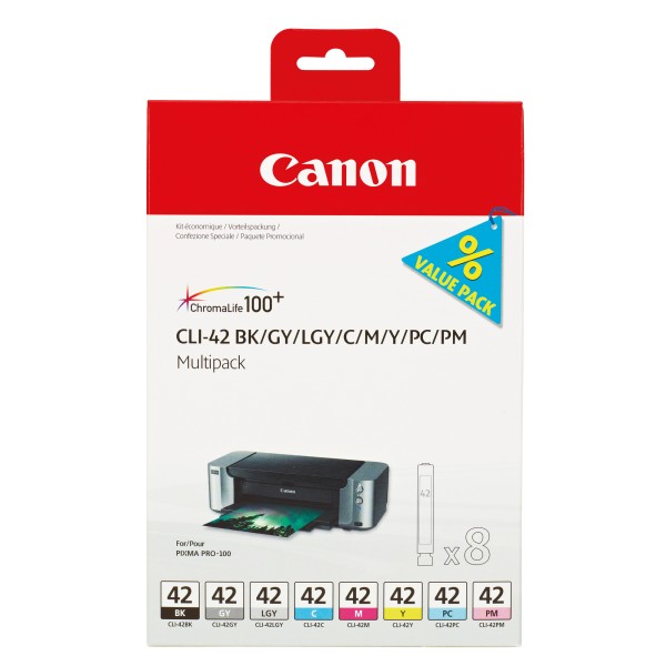 Canon Tintenpatrone 6384B010 CLI42 sw/c/m/g/fc/fm/gr 8 St./Pack.