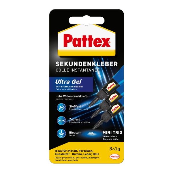 Pattex Sekundenkleber UltraGel Mini Trio PSMG3 Tube 1g 3 St./Pack.