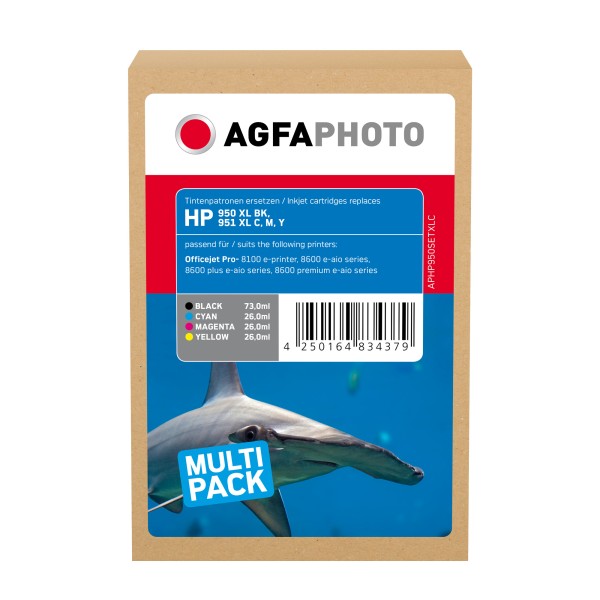 AgfaPhoto Tintenpatrone APHP950 SETXLC wie HP C2P43AE sw/c/m/y