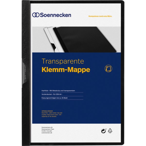 Soennecken Klemmmappe 3320 DIN A4 bis 30Blatt PVC schwarz