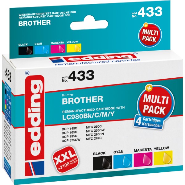 edding Tintenpatrone 18-433 Brother LC980 Multipack 4St./Pack