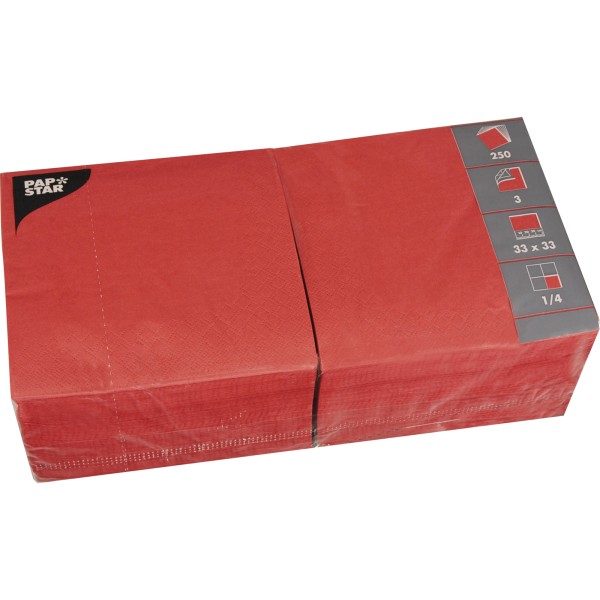 PAPSTAR Serviette 12483 33x33cm 3lagig rot 250 St./Pack.