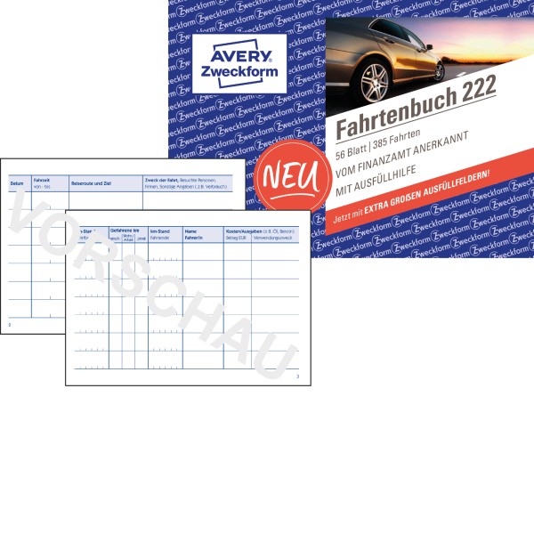 Avery Zweckform Fahrtenbuch 222 DIN A6 quer 56Blatt