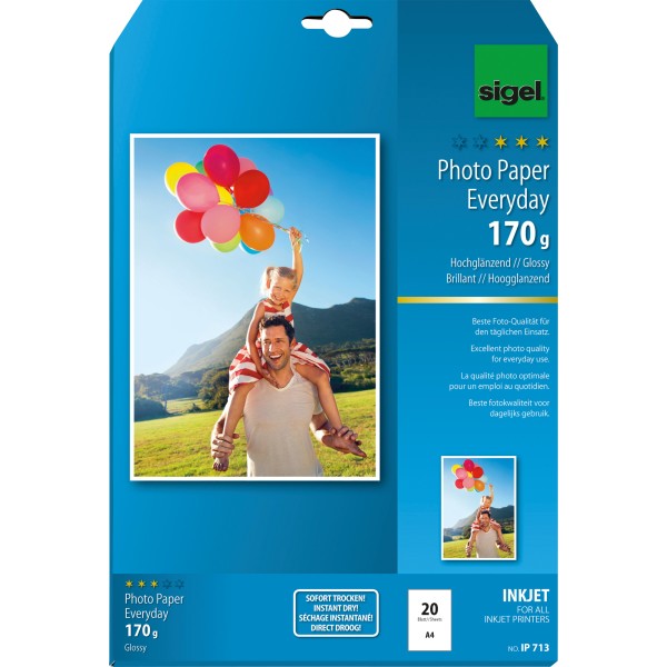 SIGEL Fotopapier Everyday-plus IP713 DIN A4 170g weiß 20 Bl./Pack.