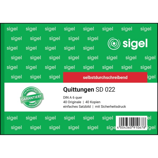 SIGEL Quittung SD022 DIN A6 quer selbstdurchschreibend 2x40Blatt