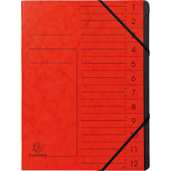 Exacompta Ordnungsmappe 541205E DIN A4 12Fächer Karton rot