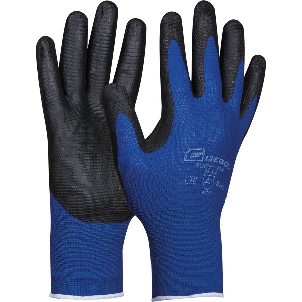 GEBOL Handschuh Super Grip 709285_08 Gr.8 1Paar blau/grau