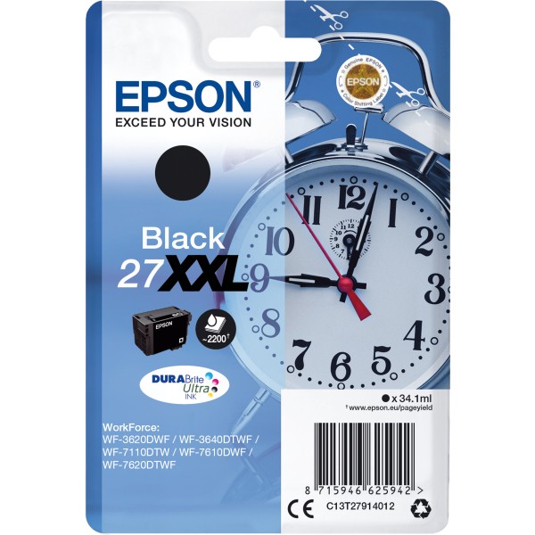 Epson Tintenpatrone C13T27914012 27XXL 34,1ml 2.200Seiten schwarz