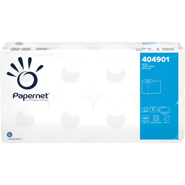 Papernet Toilettenpapier 404901 3lagig 250Blatt weiß 8 Rl./Pack.