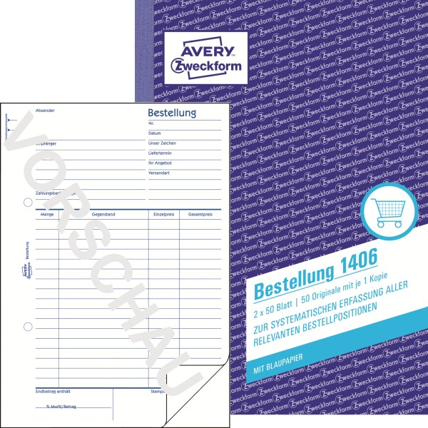 Avery Zweckform Bestellformular 1406 DIN A5 2x50Blatt