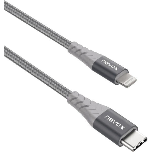 nevox USB-Kabel LC-1886 USB-C auf Lightning Nylon 2m si.gr