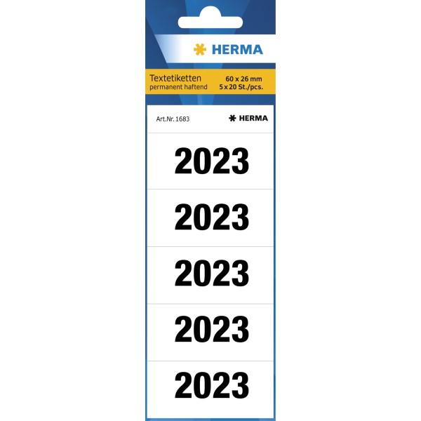 HERMA Jahresschild 2023 1683 60x26mm ws sk 100 St./Pack.