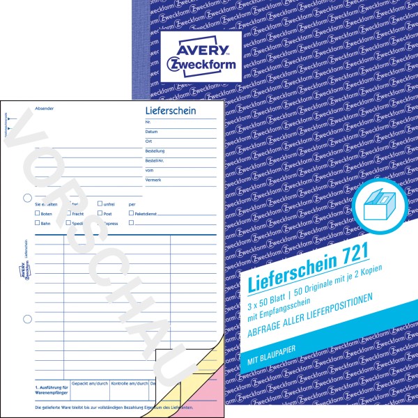 Avery Zweckform Lieferschein 721 DIN A5 3x50Blatt