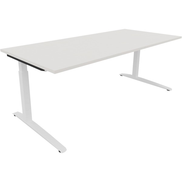 Schreibtisch Kufe Einzels. Quadrat B2000xT900xH650-850 ws/Weiß