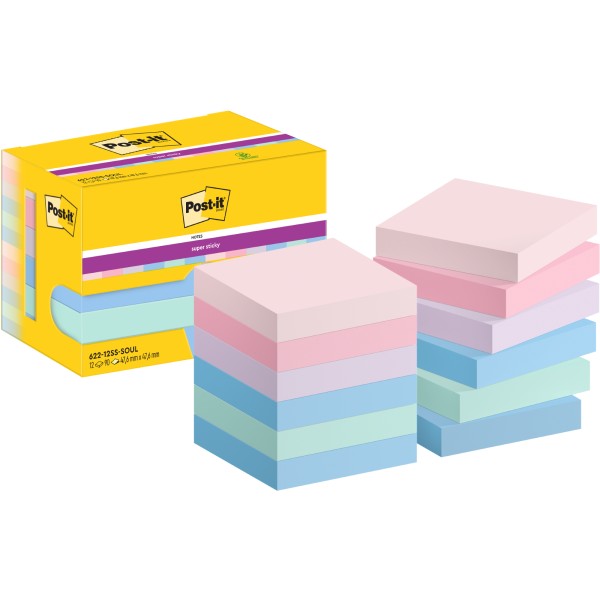 Post-it Haftnotiz 622-12SS-SOUL 47,6x47,6mm 90Bl sort 12St