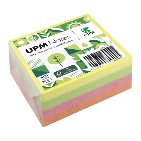 UPM Notes Haftnotiz 5654-39PG Brillant 75x75mm 400Bl. farbig