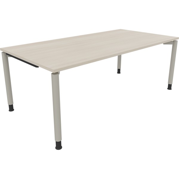 Schreibtisch Vierfuß Rundrohr B2000xT1000xH680-820 si/Akazie hell