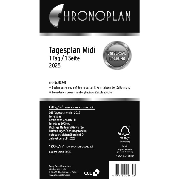 Chronoplan Tagesplan 50245 Midi 96x172mm 1T/1S